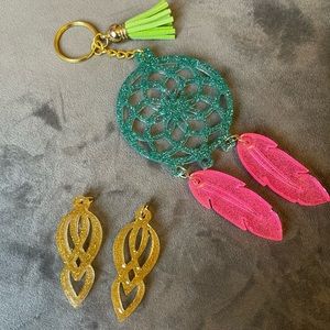 Handmade Dream Catcher Keychain w/ feathers